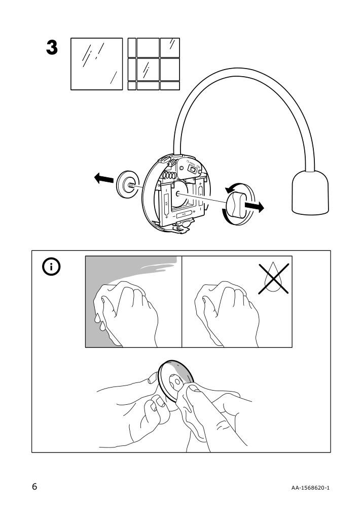 Assembly instructions for IKEA Blavik led wall lamp battery operated blue | Page 6 - IKEA BLÅVIK LED wall lamp 303.122.98