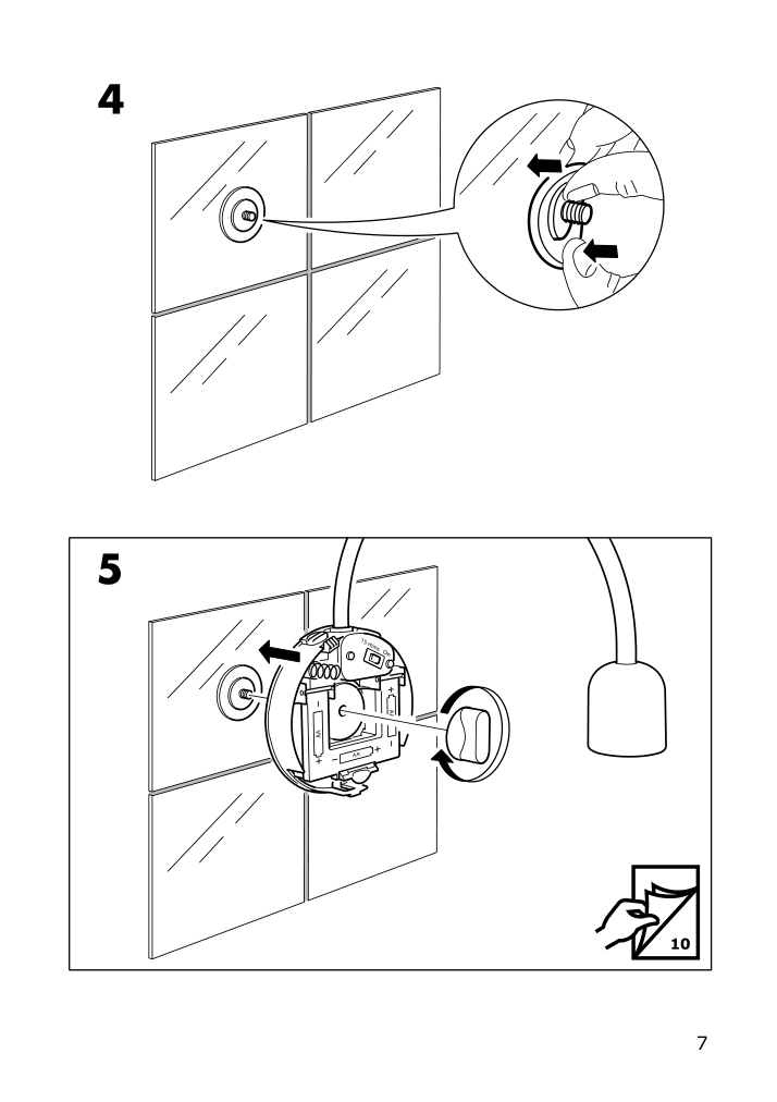 Assembly instructions for IKEA Blavik led wall lamp battery operated blue | Page 7 - IKEA BLÅVIK LED wall lamp 303.122.98