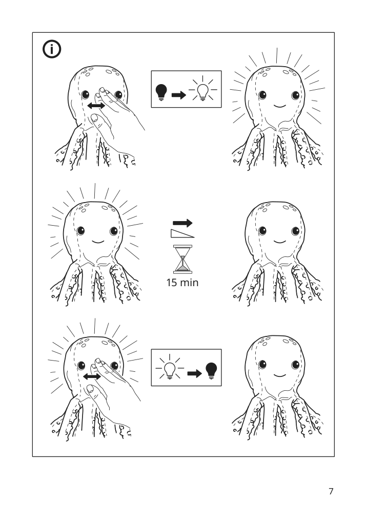 Assembly instructions for IKEA Blavingad soft toy with led nightlight turquoise octopus battery operated | Page 7 - IKEA BLÅVINGAD soft toy with LED nightlight 705.169.34