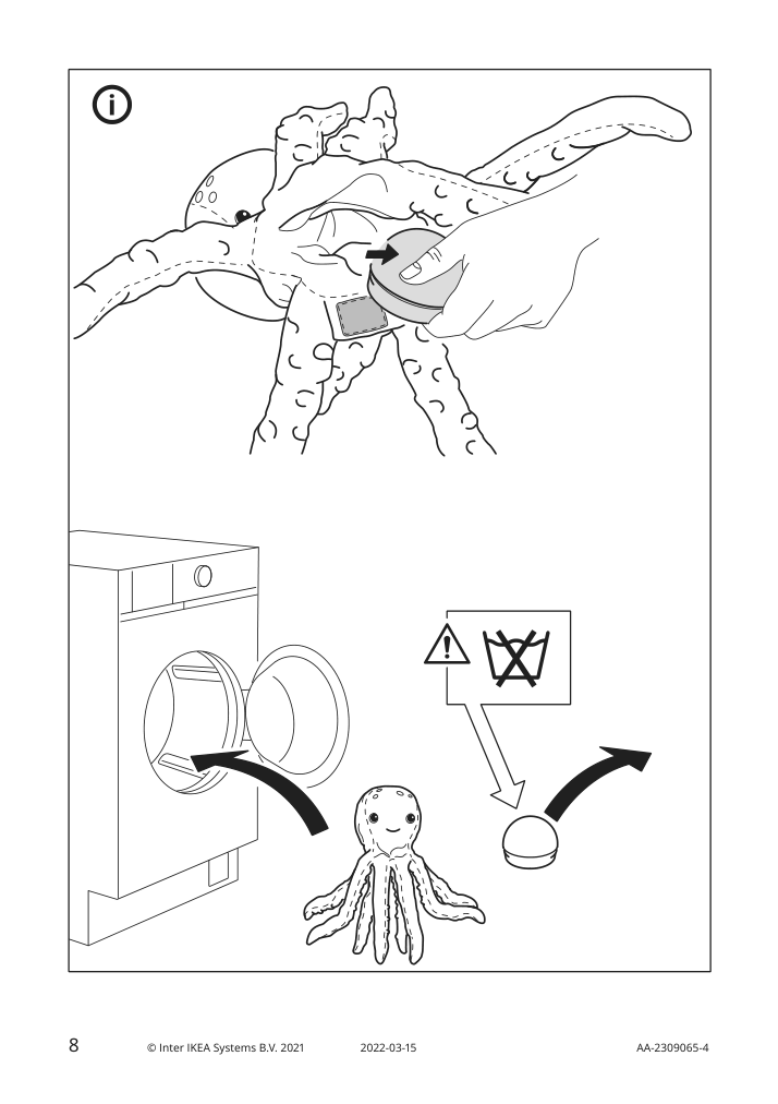 Assembly instructions for IKEA Blavingad soft toy with led nightlight turquoise octopus battery operated | Page 8 - IKEA BLÅVINGAD soft toy with LED nightlight 705.169.34