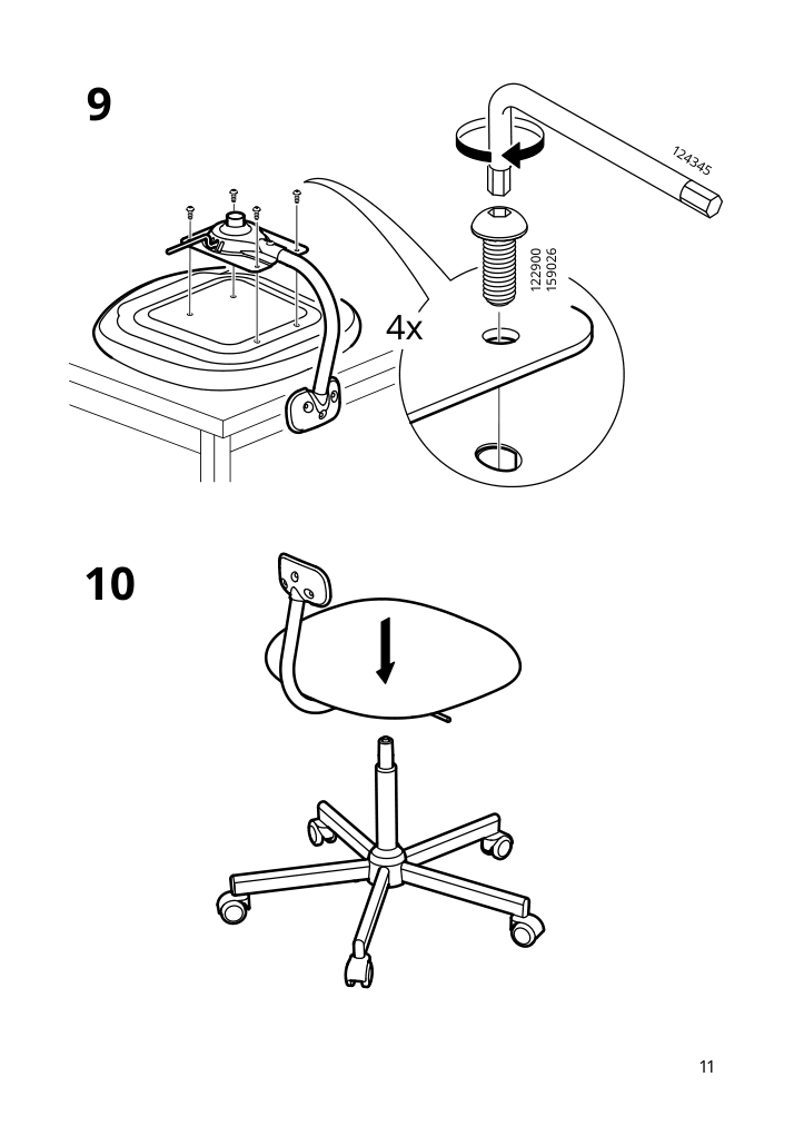 Assembly instructions for IKEA Bleckberget swivel chair idekulla beige | Page 11 - IKEA HAUGA/BLECKBERGET desk and storage combination 694.364.72