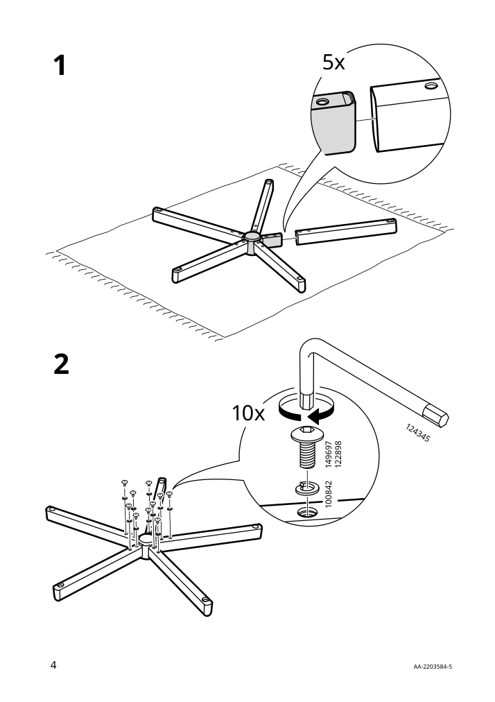 Assembly instructions for IKEA Bleckberget swivel chair idekulla light green | Page 4 - IKEA BLECKBERGET swivel chair 505.223.42