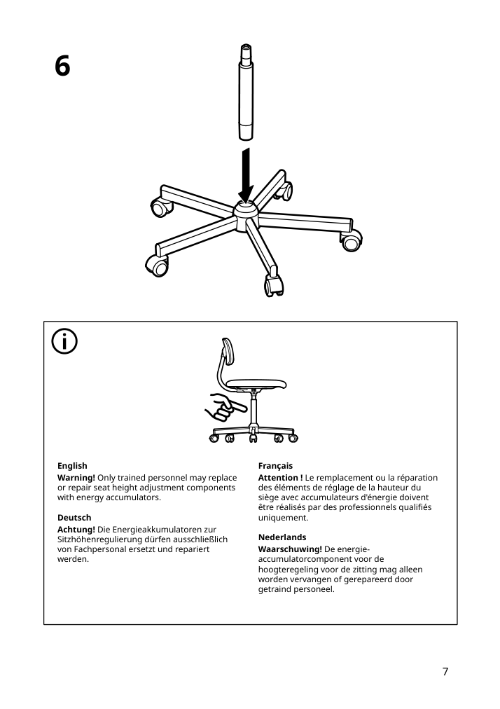 Assembly instructions for IKEA Bleckberget swivel chair idekulla beige | Page 7 - IKEA HAUGA/BLECKBERGET desk and storage combination 694.364.72