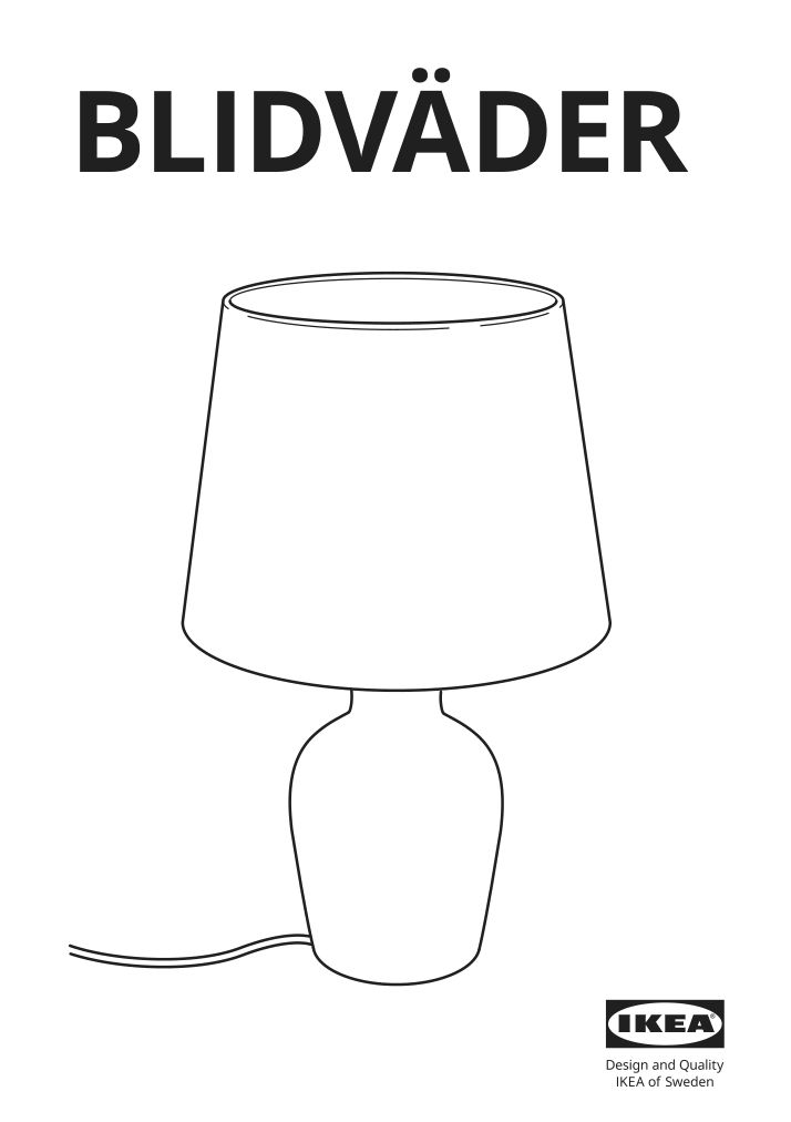 Assembly instructions for IKEA Blidvaeder table lamp with led bulb off white ceramic beige | Page 1 - IKEA BLIDVÄDER table lamp with LED bulb 005.141.65