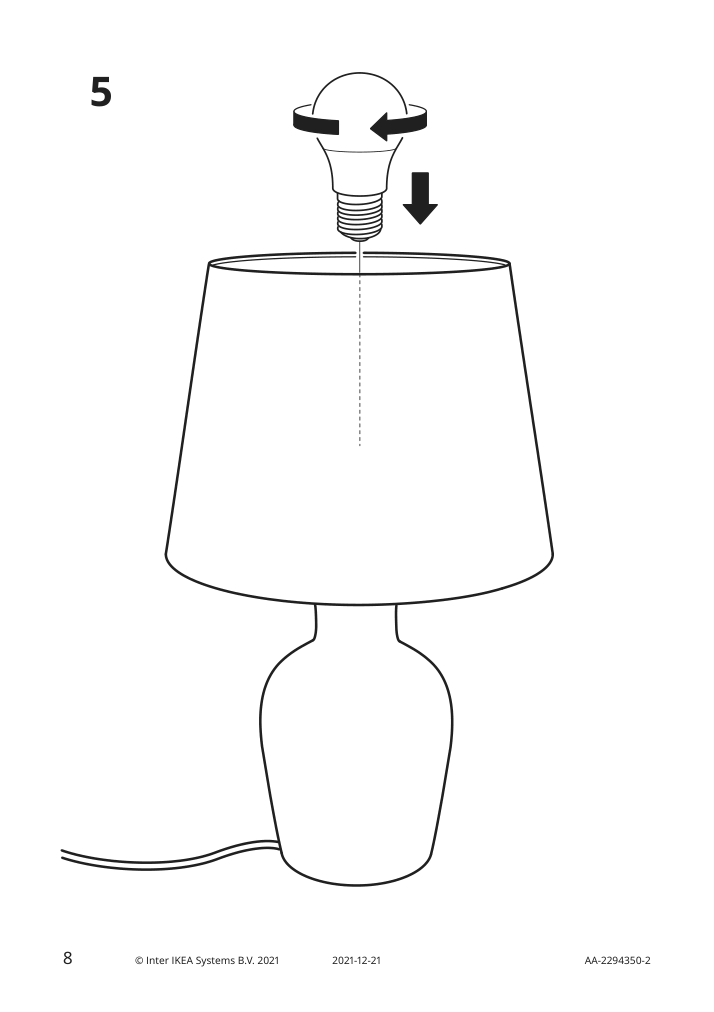 Assembly instructions for IKEA Blidvaeder table lamp with led bulb off white ceramic beige | Page 8 - IKEA BLIDVÄDER table lamp with LED bulb 005.141.65