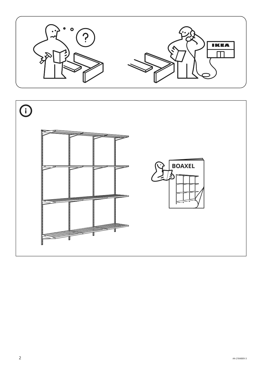 Assembly instructions for IKEA Boaxel clothes rail white | Page 2 - IKEA BOAXEL wardrobe combination 494.675.44