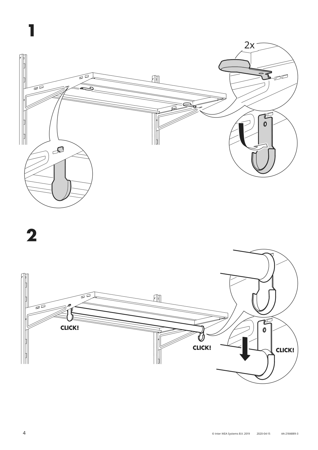 Assembly instructions for IKEA Boaxel clothes rail white | Page 4 - IKEA BOAXEL wardrobe combination 494.675.44