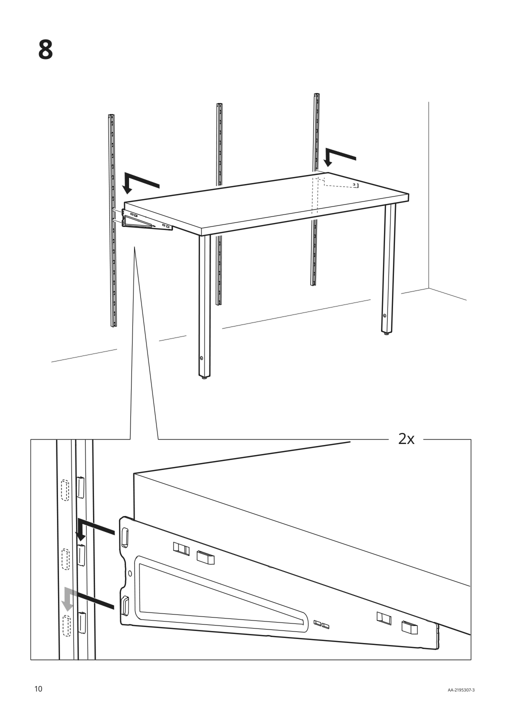 Assembly instructions for IKEA Boaxel pair of legs white | Page 10 - IKEA BOAXEL / LAGKAPTEN shelving unit with table top 494.406.20