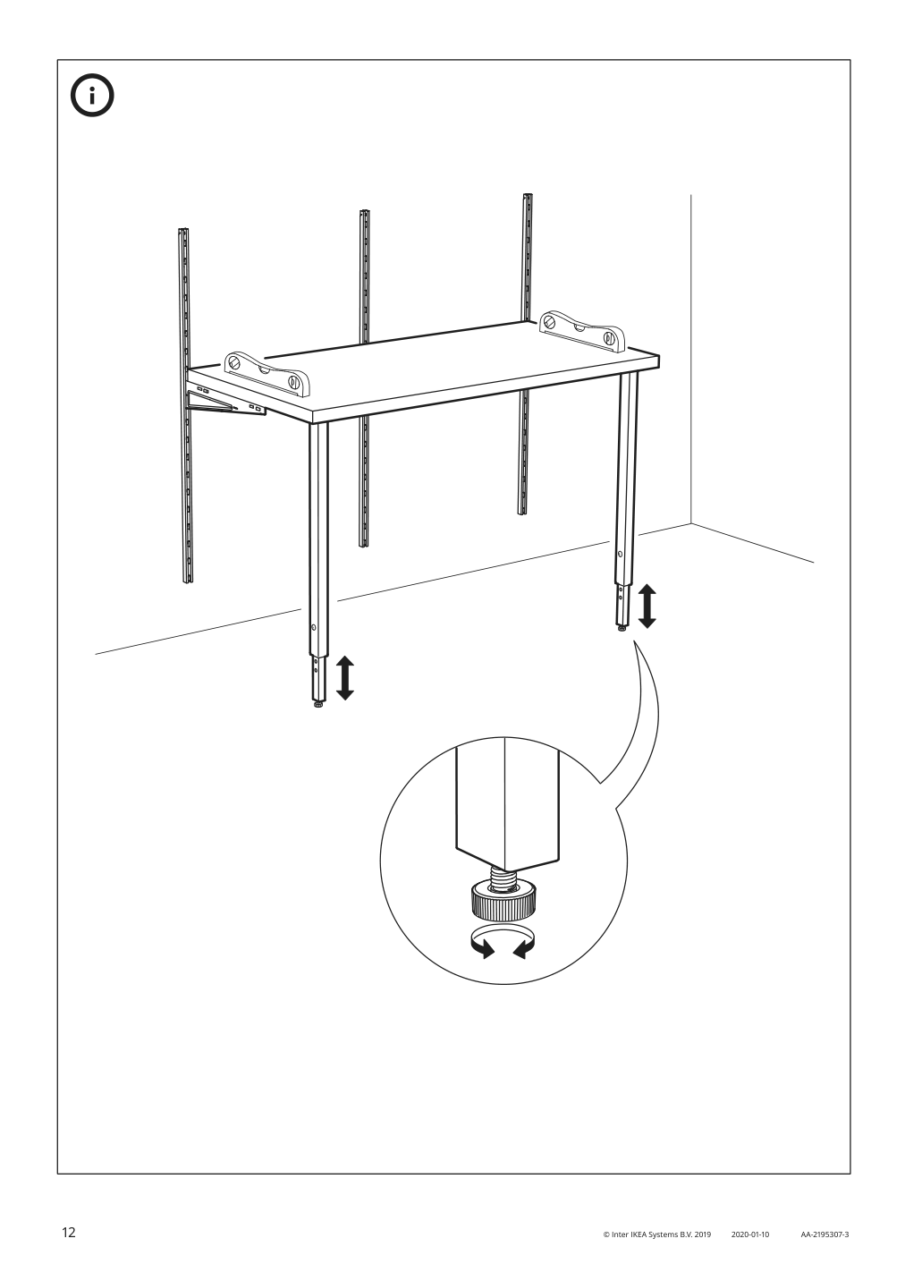 Assembly instructions for IKEA Boaxel pair of legs white | Page 12 - IKEA BOAXEL / LAGKAPTEN shelving unit with table top 494.406.20