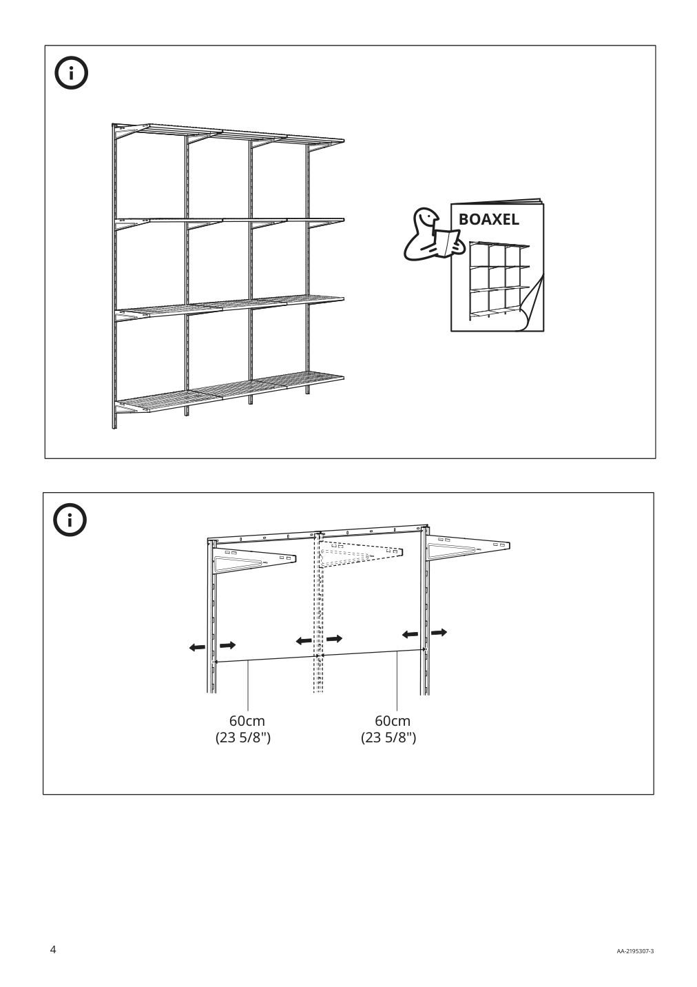 Assembly instructions for IKEA Boaxel pair of legs white | Page 4 - IKEA BOAXEL / LAGKAPTEN shelving unit with table top 494.406.20