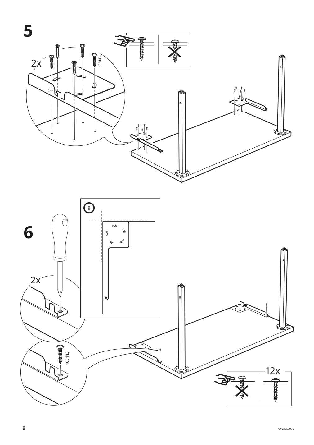 Assembly instructions for IKEA Boaxel pair of legs white | Page 8 - IKEA BOAXEL / LAGKAPTEN shelving unit with table top 494.406.20