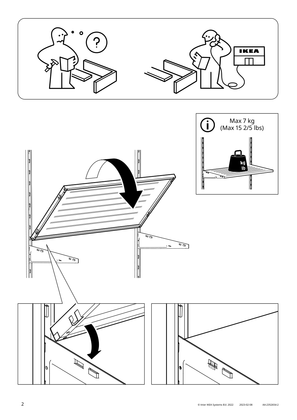 Assembly instructions for IKEA Boaxel shoe shelf white | Page 2 - IKEA SKYTTA / BOAXEL reach-in wardrobe with sliding door 695.621.73