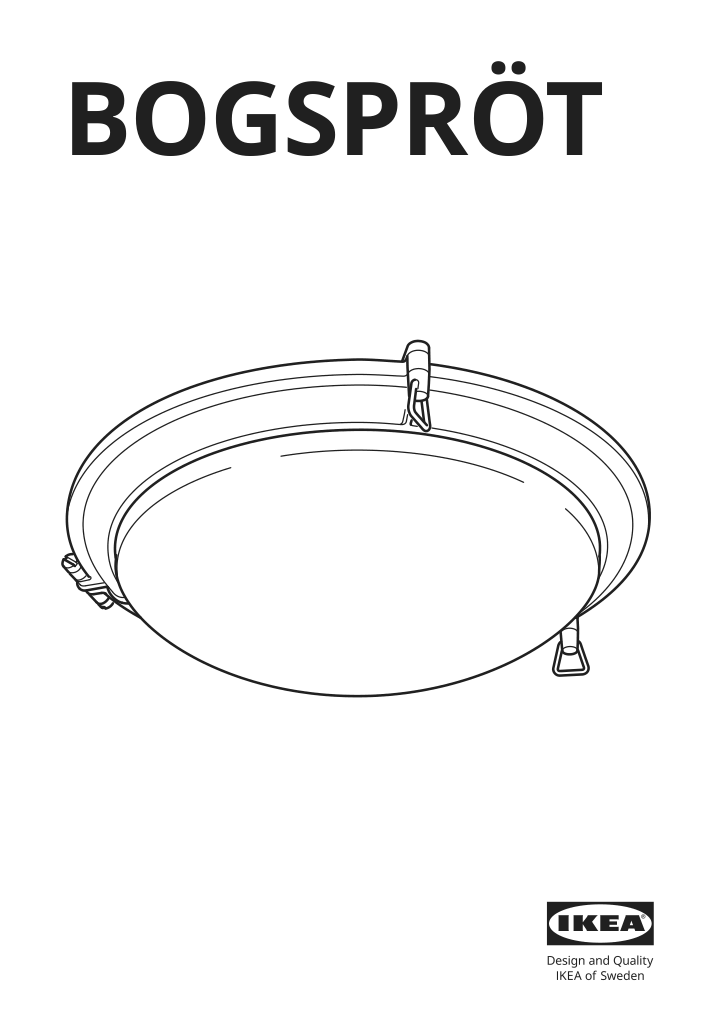 Assembly instructions for IKEA Bogsproet led ceiling lamp anthracite | Page 1 - IKEA BOGSPRÖT LED ceiling lamp 104.048.83