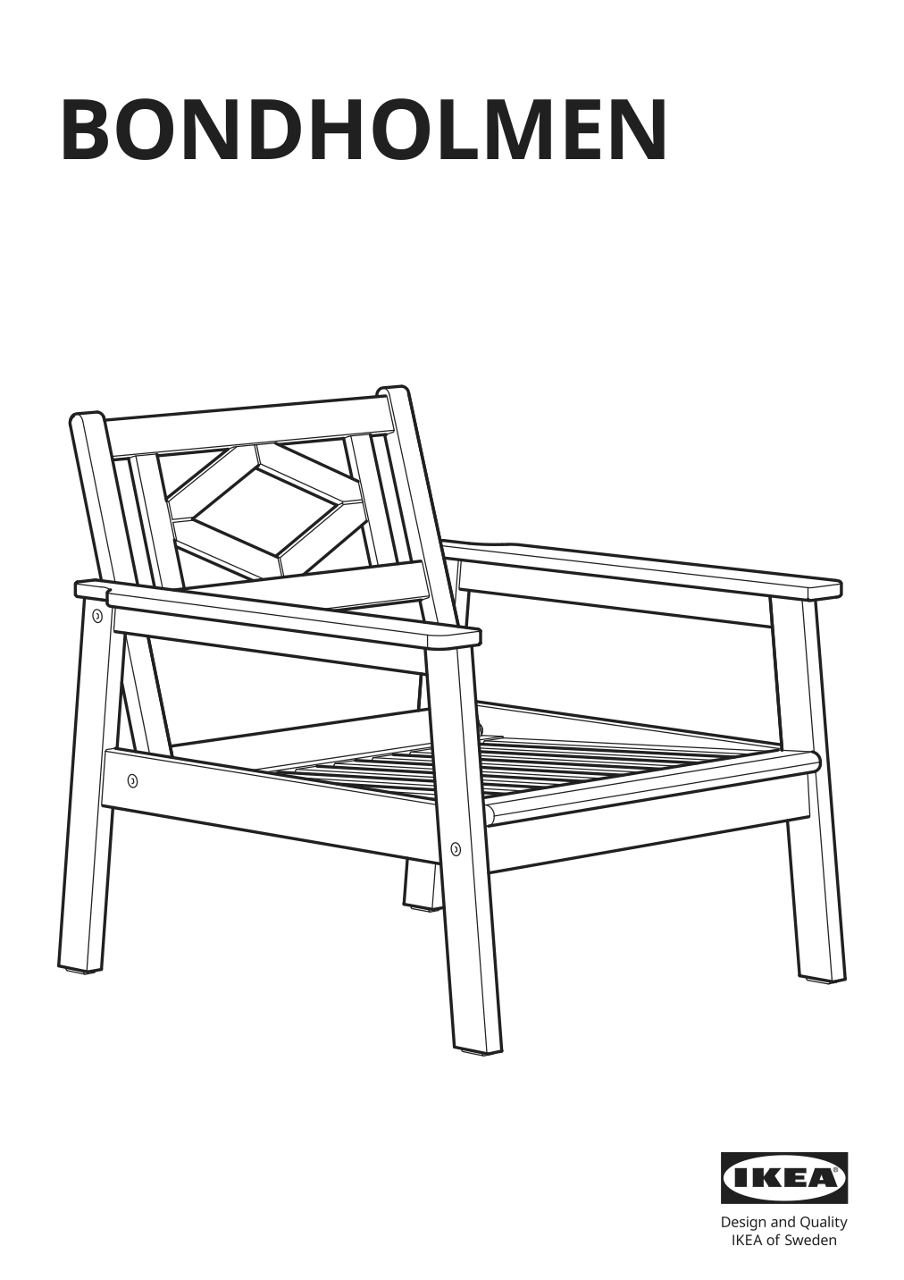 Assembly instructions for IKEA Bondholmen armchair outdoor gray | Page 1 - IKEA BONDHOLMEN armchair, outdoor 193.208.41