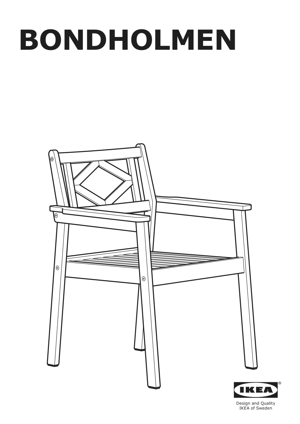 Assembly instructions for IKEA Bondholmen armchair outdoor gray | Page 1 - IKEA BONDHOLMEN table, 3 armchairs + bench, outdoor 693.288.25