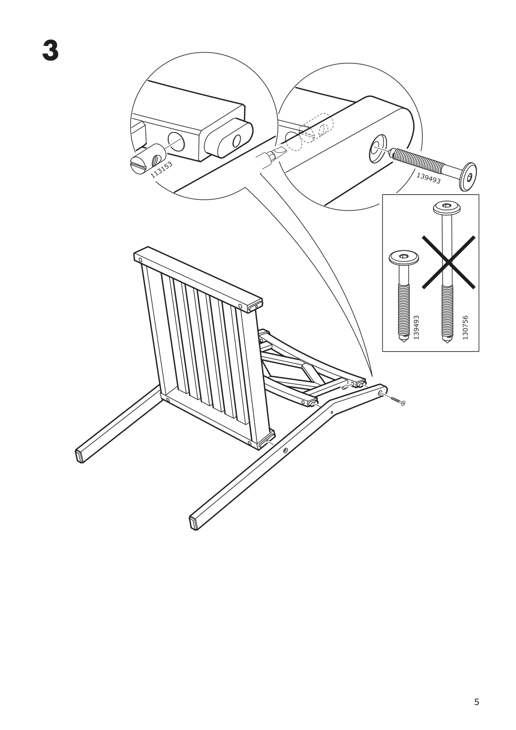 Assembly instructions for IKEA Bondholmen armchair outdoor gray | Page 5 - IKEA BONDHOLMEN table+6 armchairs, outdoor 793.296.07