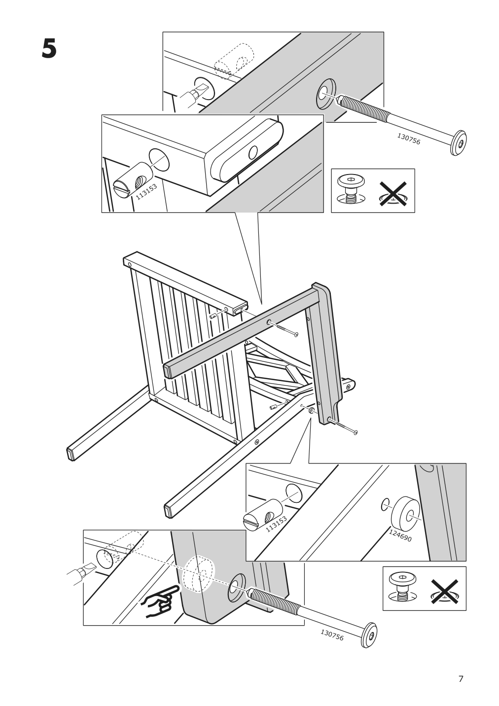 Assembly instructions for IKEA Bondholmen armchair outdoor gray | Page 7 - IKEA BONDHOLMEN table+6 armchairs, outdoor 593.286.37