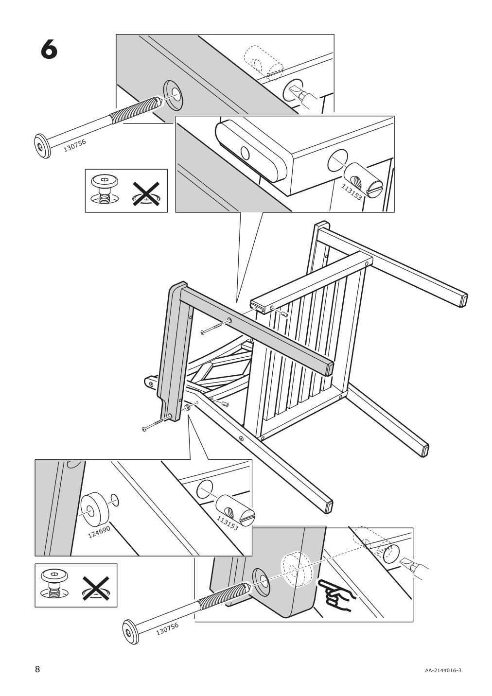 Assembly instructions for IKEA Bondholmen armchair outdoor gray | Page 8 - IKEA BONDHOLMEN table+6 armchairs, outdoor 793.296.07