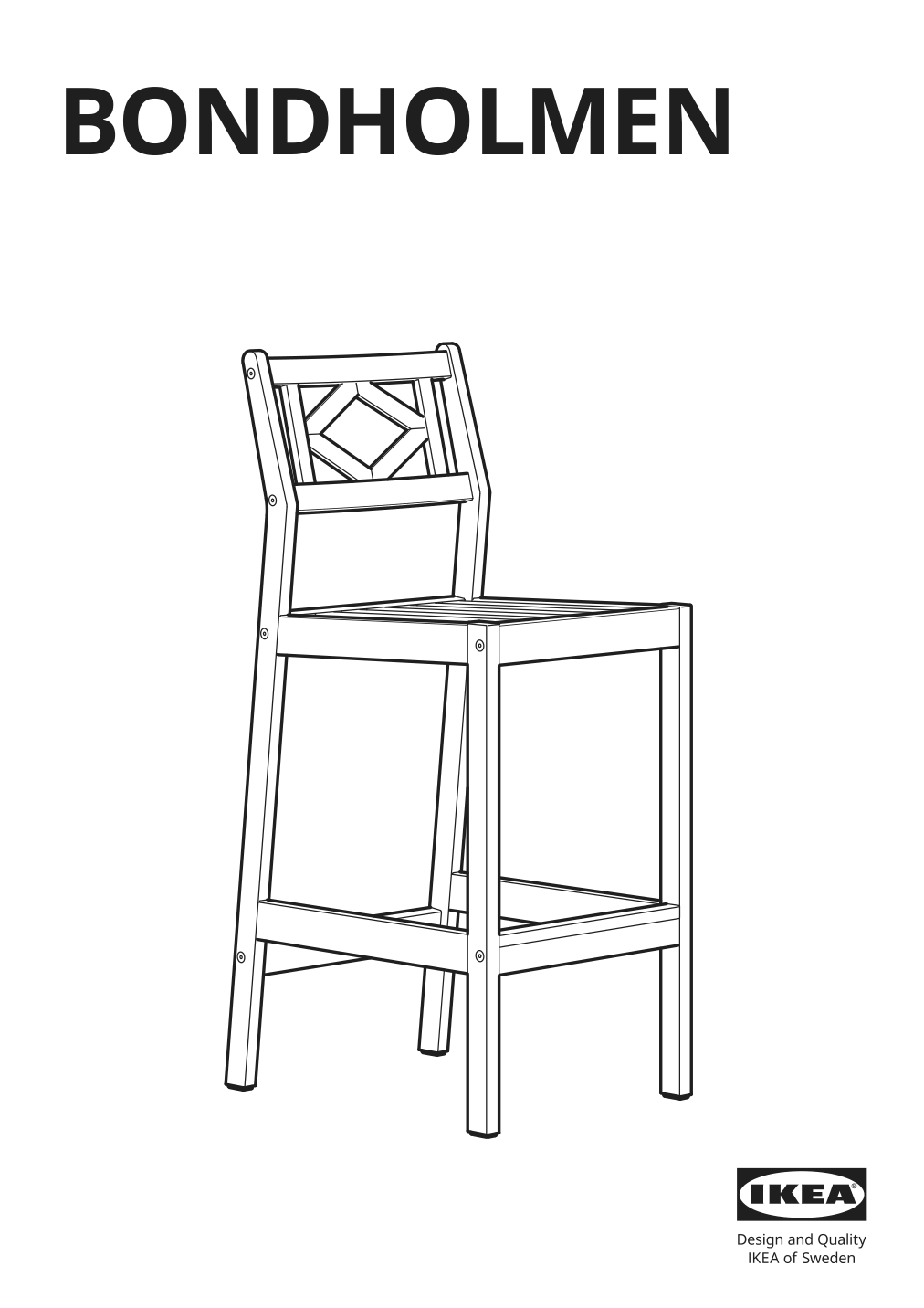 Assembly instructions for IKEA Bondholmen bar stool with backrest outdoor gray | Page 1 - IKEA BONDHOLMEN bar table and 4 bar stools 994.130.11