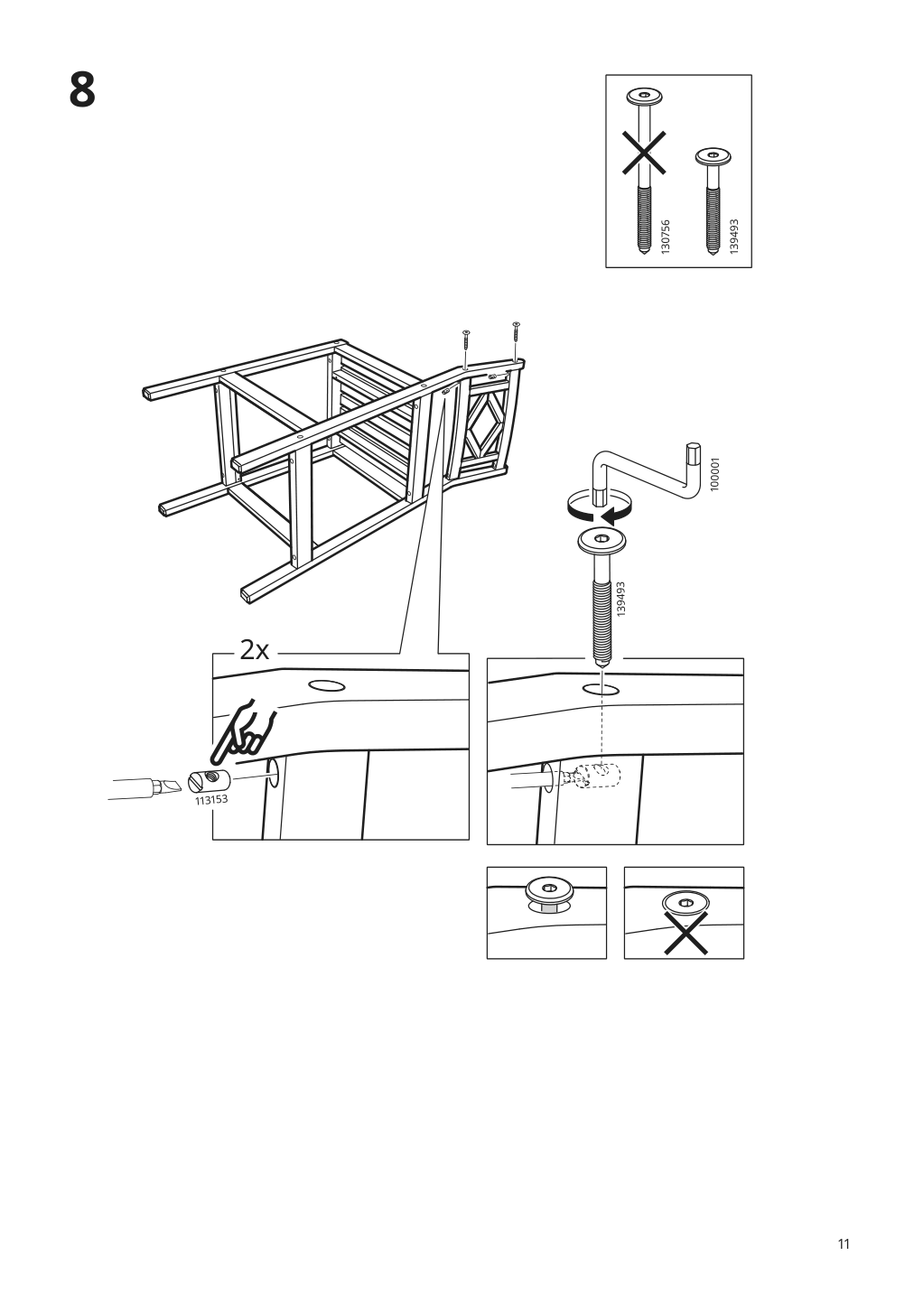 Assembly instructions for IKEA Bondholmen bar stool with backrest outdoor gray | Page 11 - IKEA BONDHOLMEN bar table and 4 bar stools 194.130.05