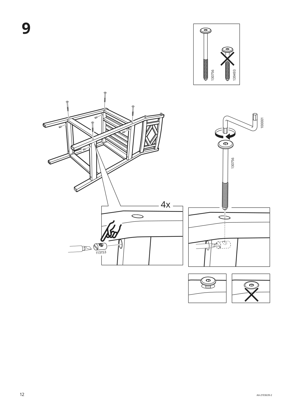 Assembly instructions for IKEA Bondholmen bar stool with backrest outdoor gray | Page 12 - IKEA BONDHOLMEN bar table and 4 bar stools 194.130.05