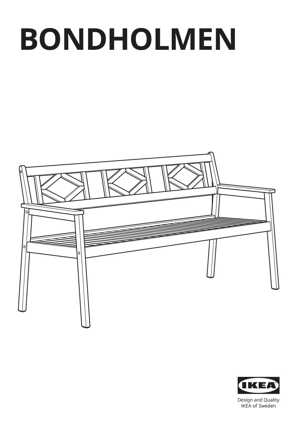 Assembly instructions for IKEA Bondholmen bench with backrest outdoor brown | Page 1 - IKEA BONDHOLMEN bench with backrest, outdoor 195.496.45