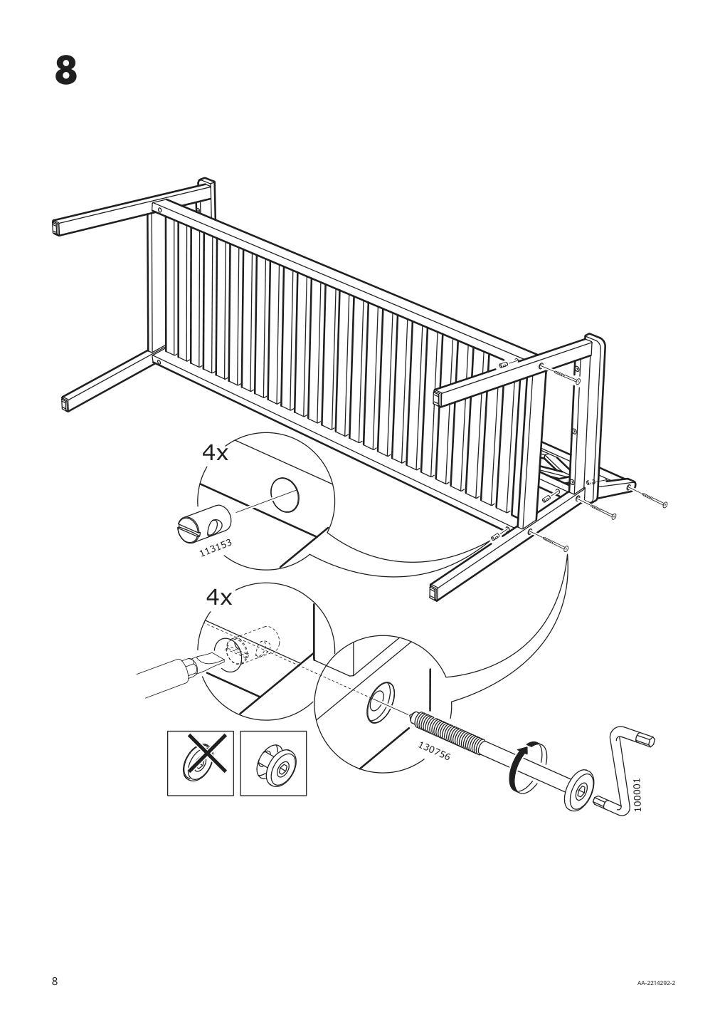 Assembly instructions for IKEA Bondholmen bench with backrest outdoor gray | Page 8 - IKEA BONDHOLMEN table, 3 armchairs + bench, outdoor 693.288.25