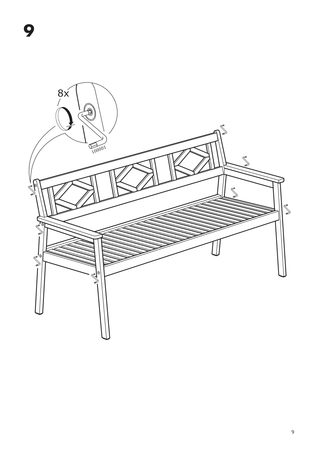 Assembly instructions for IKEA Bondholmen bench with backrest outdoor gray | Page 9 - IKEA BONDHOLMEN table, 3 armchairs + bench, outdoor 193.288.04