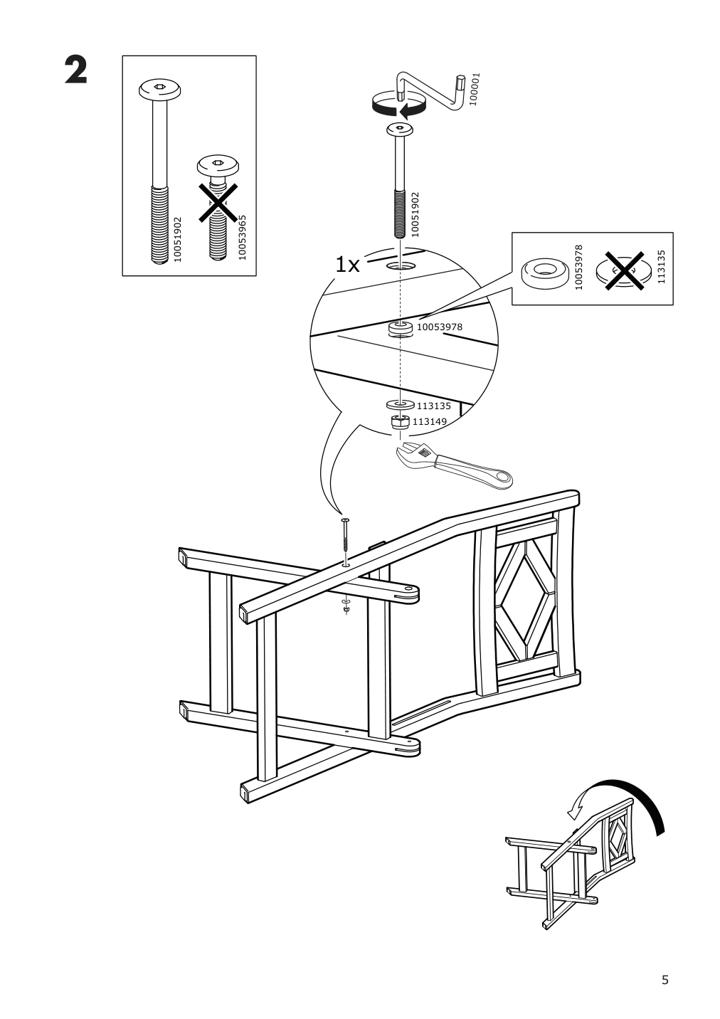 Assembly instructions for IKEA Bondholmen chair outdoor foldable gray | Page 5 - IKEA BONDHOLMEN chair, outdoor 004.735.27