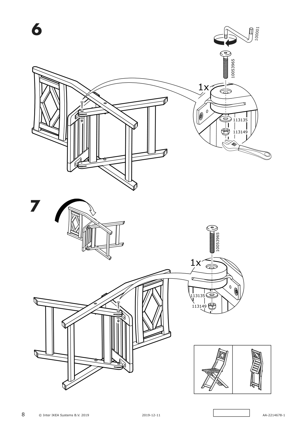 Assembly instructions for IKEA Bondholmen chair outdoor foldable gray | Page 8 - IKEA BONDHOLMEN chair, outdoor 004.735.27