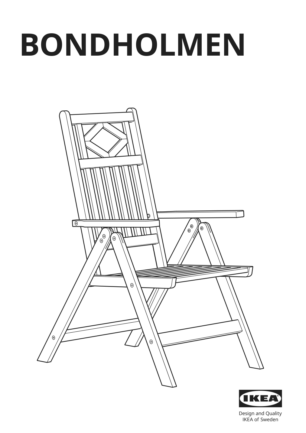 Assembly instructions for IKEA Bondholmen reclining chair outdoor gray | Page 1 - IKEA BONDHOLMEN table + 6 reclining chairs, outdoor 294.128.97