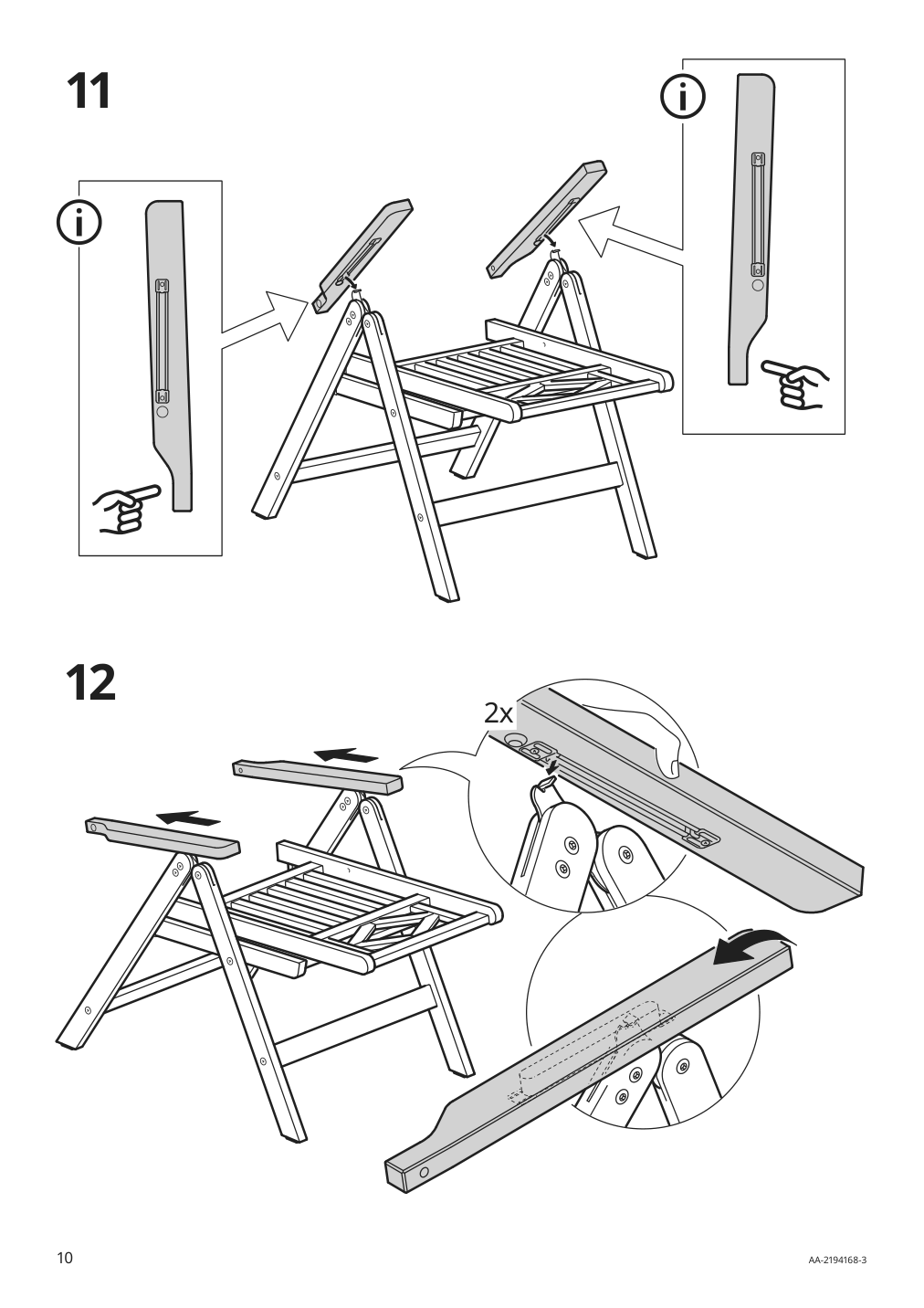 Assembly instructions for IKEA Bondholmen reclining chair outdoor gray | Page 10 - IKEA BONDHOLMEN table + 6 reclining chairs, outdoor 594.130.65