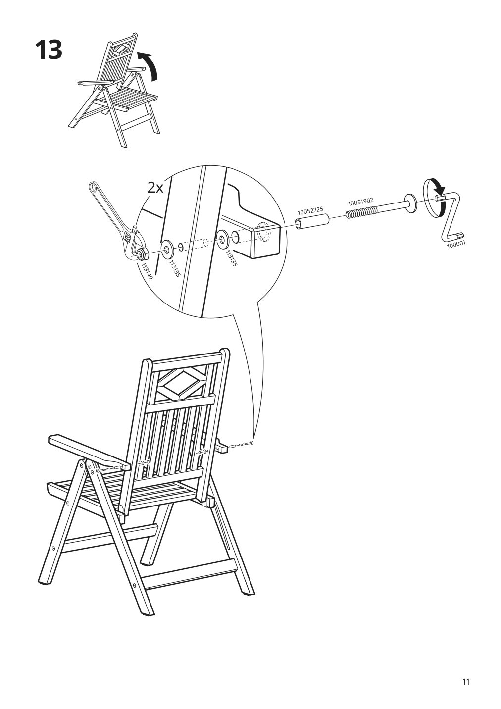 Assembly instructions for IKEA Bondholmen reclining chair outdoor gray | Page 11 - IKEA BONDHOLMEN table + 6 reclining chairs, outdoor 594.130.65