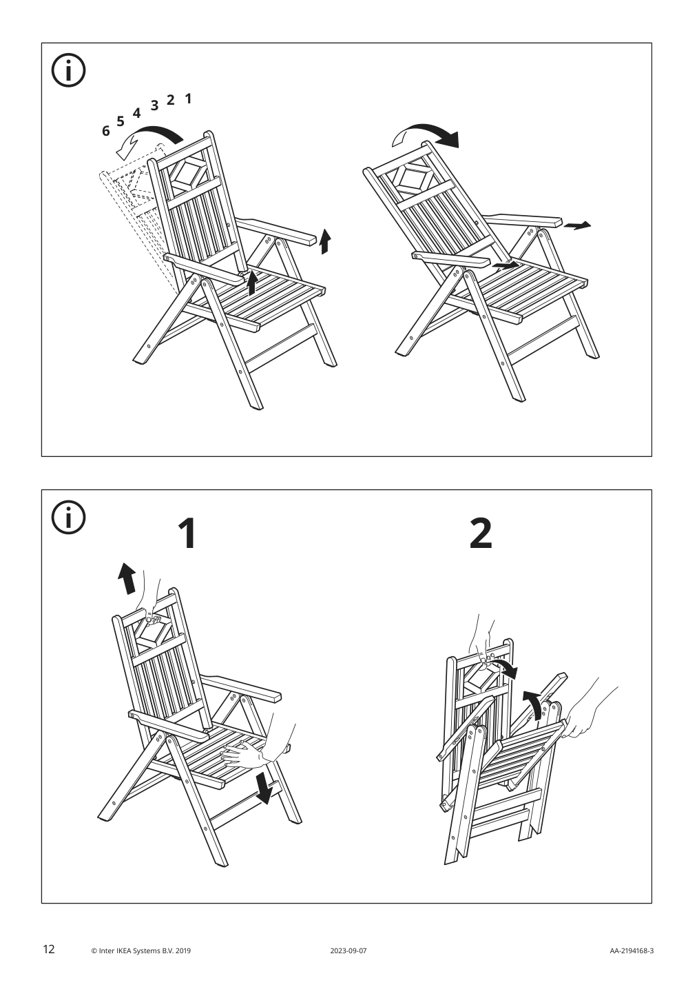 Assembly instructions for IKEA Bondholmen reclining chair outdoor gray | Page 12 - IKEA BONDHOLMEN table + 6 reclining chairs, outdoor 294.128.97