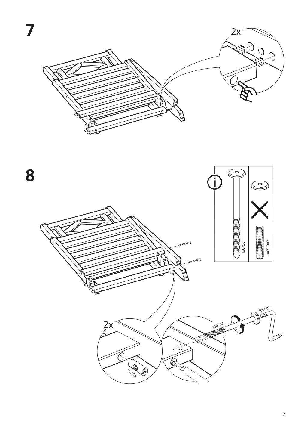 Assembly instructions for IKEA Bondholmen reclining chair outdoor gray | Page 7 - IKEA BONDHOLMEN reclining chair, outdoor 104.818.43