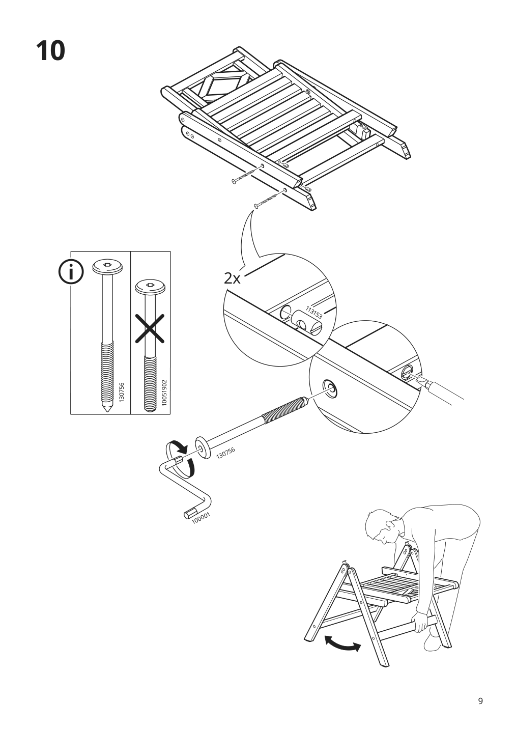 Assembly instructions for IKEA Bondholmen reclining chair outdoor gray | Page 9 - IKEA BONDHOLMEN table + 6 reclining chairs, outdoor 894.129.03