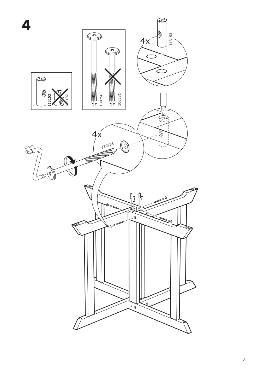 Assembly instructions for IKEA Bondholmen table outdoor brown | Page 7 - IKEA BONDHOLMEN table + 4 reclining chairs, outdoor 095.498.96