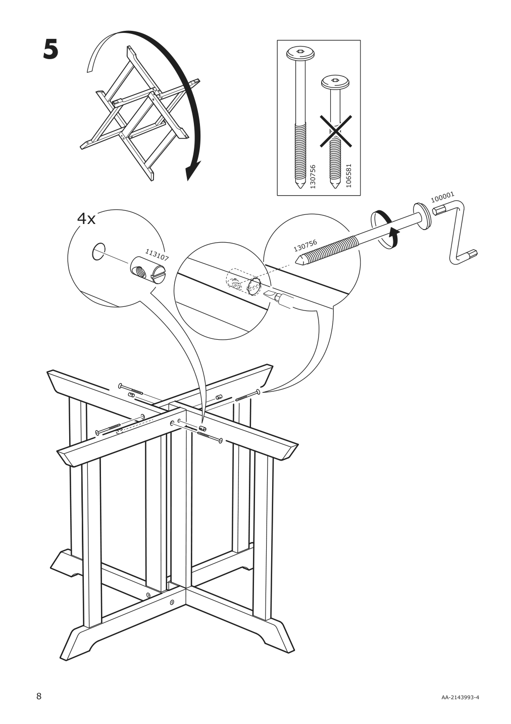 Assembly instructions for IKEA Bondholmen table outdoor brown | Page 8 - IKEA BONDHOLMEN table + 4 reclining chairs, outdoor 095.498.96