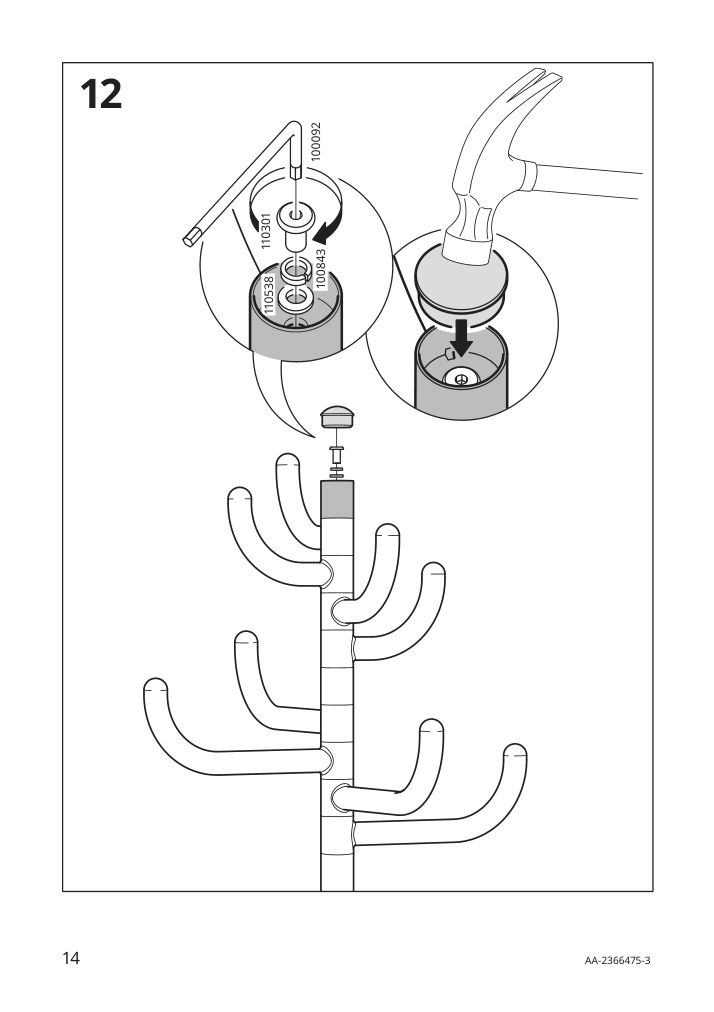 Assembly instructions for IKEA Bondskaeret hat and coat stand black | Page 14 - IKEA BONDSKÄRET hat and coat stand 705.590.23