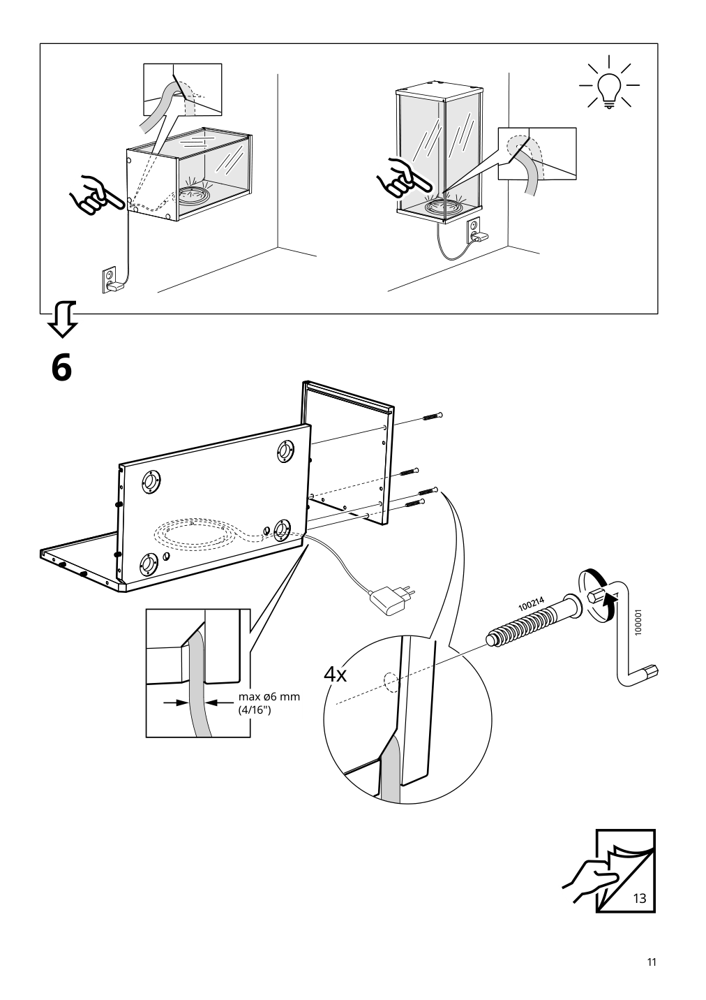 Assembly instructions for IKEA Braennboll wall mounted display cabinet white | Page 11 - IKEA BRÄNNBOLL wall-mounted display cabinet 405.865.27