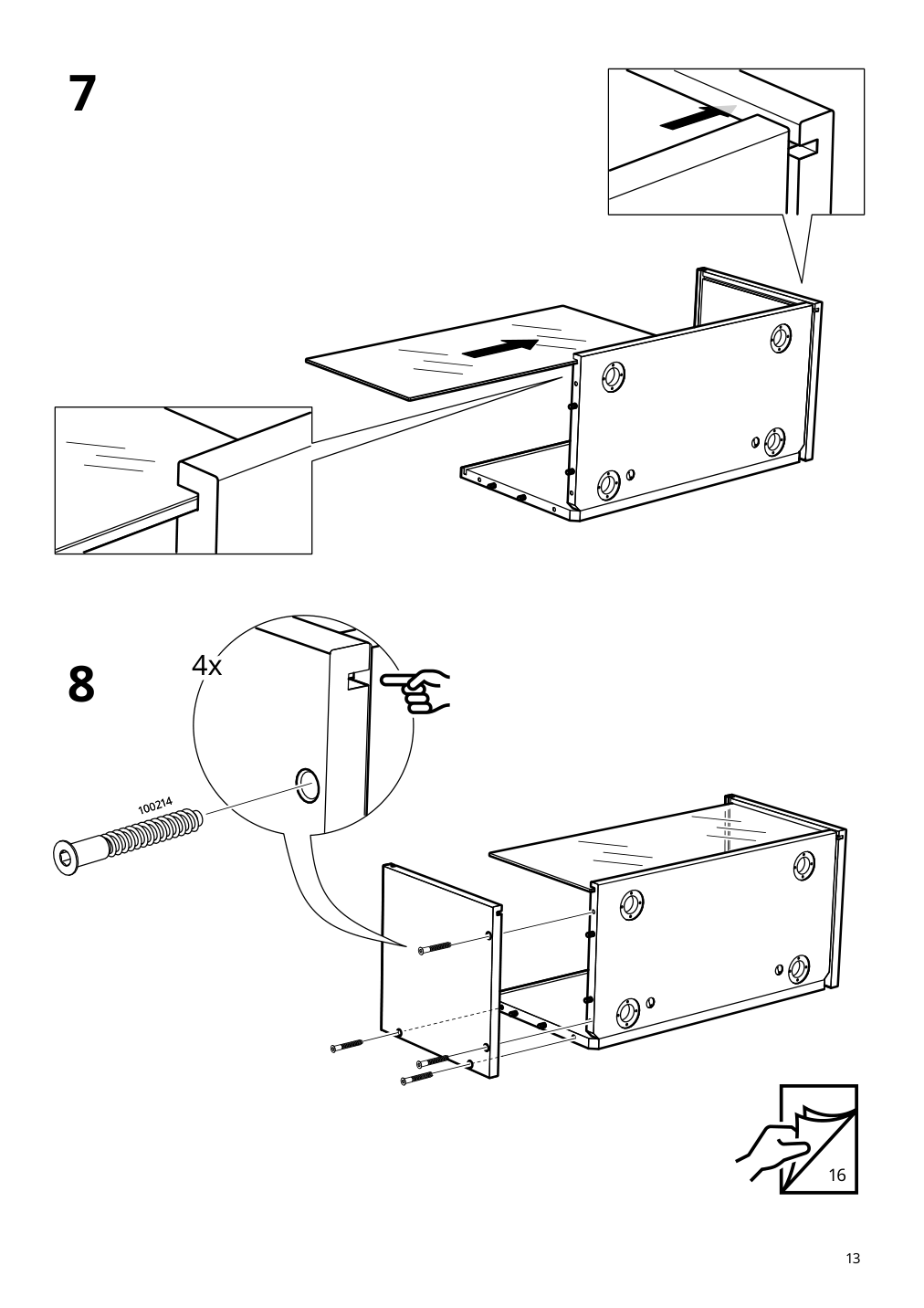 Assembly instructions for IKEA Braennboll wall mounted display cabinet white | Page 13 - IKEA BRÄNNBOLL wall-mounted display cabinet 405.865.27