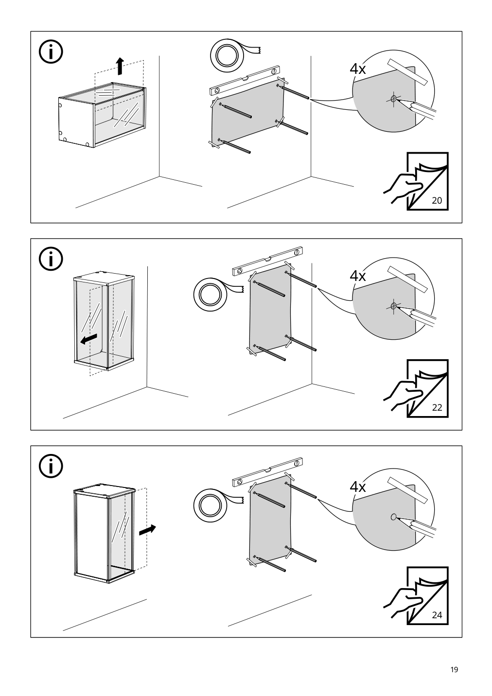 Assembly instructions for IKEA Braennboll wall mounted display cabinet white | Page 19 - IKEA BRÄNNBOLL wall-mounted display cabinet 405.865.27