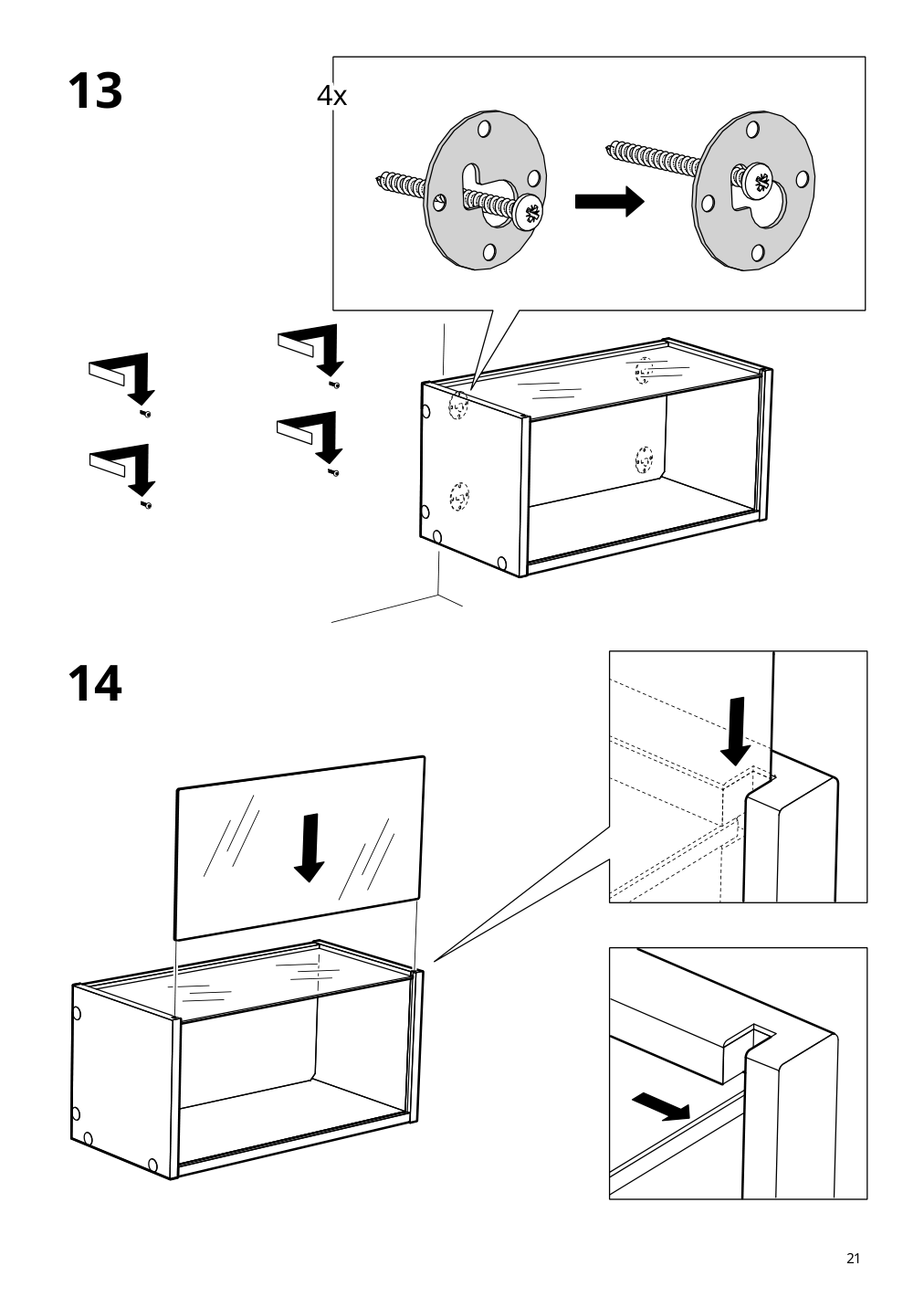 Assembly instructions for IKEA Braennboll wall mounted display cabinet white | Page 21 - IKEA BRÄNNBOLL wall-mounted display cabinet 405.865.27