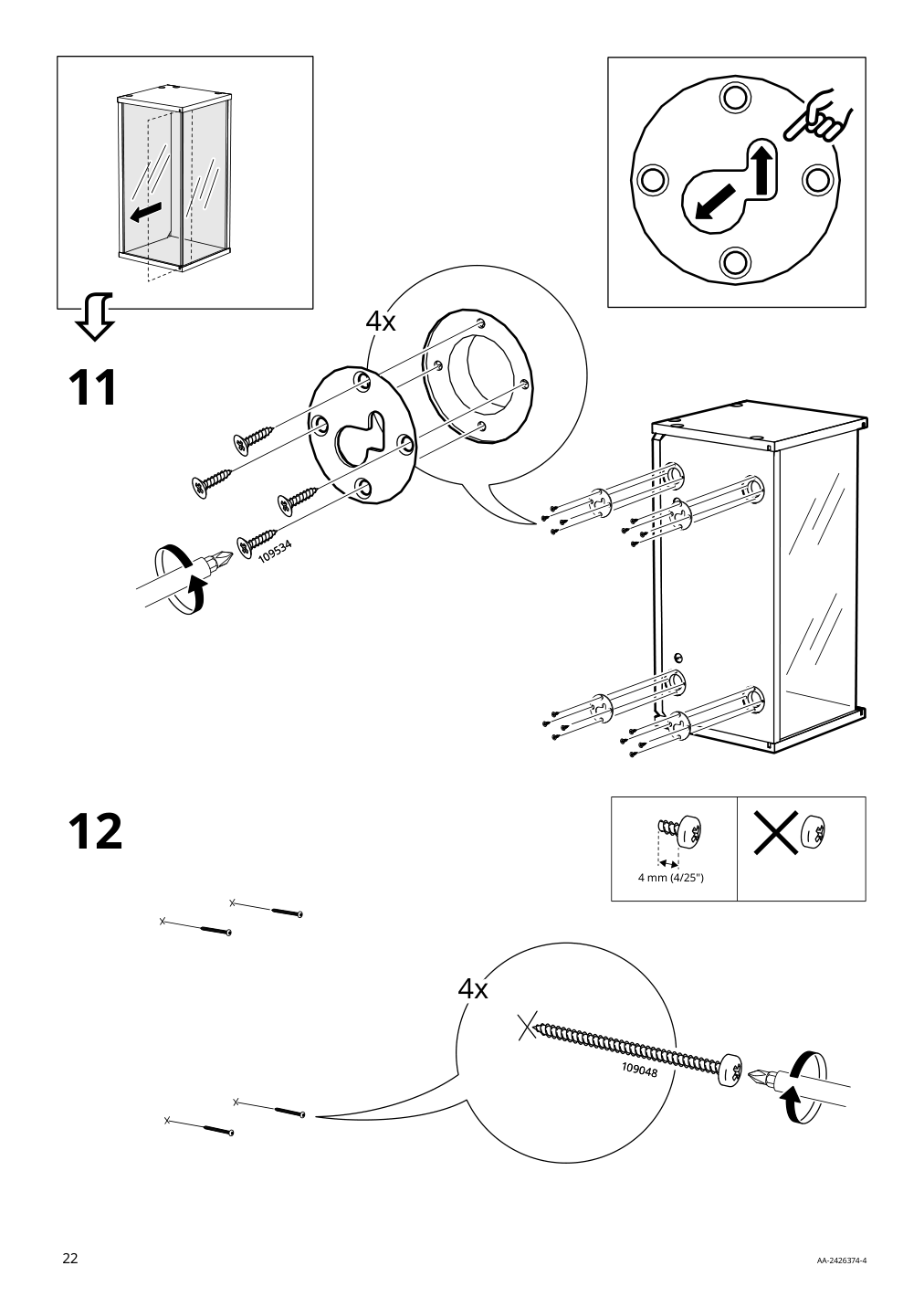 Assembly instructions for IKEA Braennboll wall mounted display cabinet white | Page 22 - IKEA BRÄNNBOLL wall-mounted display cabinet 405.865.27
