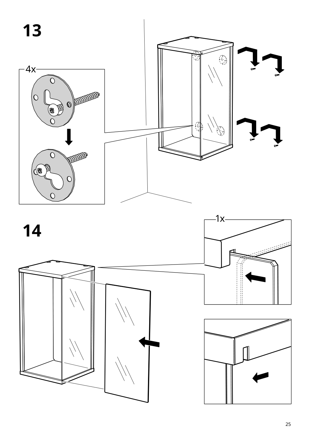 Assembly instructions for IKEA Braennboll wall mounted display cabinet white | Page 25 - IKEA BRÄNNBOLL wall-mounted display cabinet 405.865.27