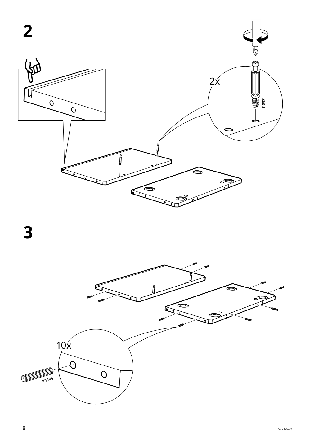 Assembly instructions for IKEA Braennboll wall mounted display cabinet white | Page 8 - IKEA BRÄNNBOLL wall-mounted display cabinet 405.865.27