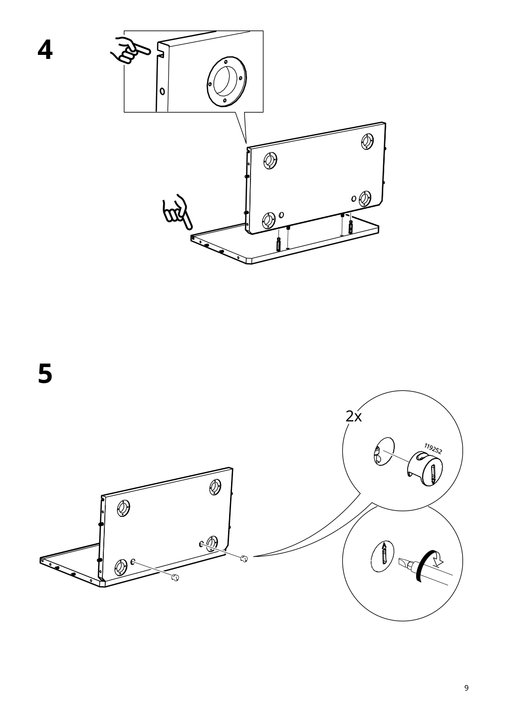 Assembly instructions for IKEA Braennboll wall mounted display cabinet white | Page 9 - IKEA BRÄNNBOLL wall-mounted display cabinet 405.865.27