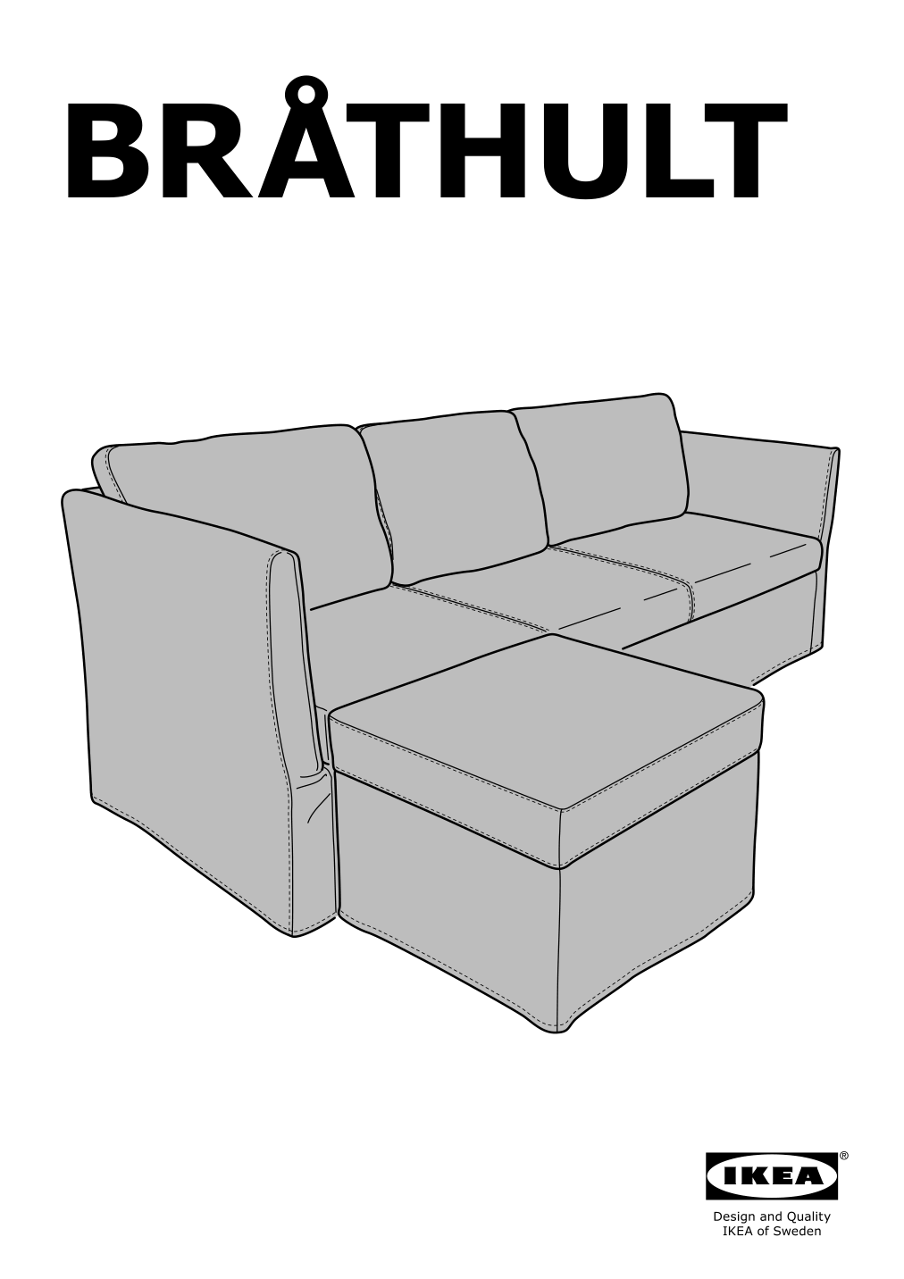 Assembly instructions for IKEA Brathult cover for 3 seat corner sectional borred gray green | Page 1 - IKEA BRÅTHULT cover for 3-seat corner sectional 303.362.42