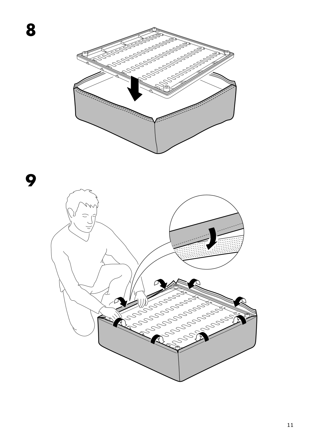 Assembly instructions for IKEA Brathult cover for 3 seat corner sectional borred gray green | Page 11 - IKEA BRÅTHULT cover for 3-seat corner sectional 303.362.42