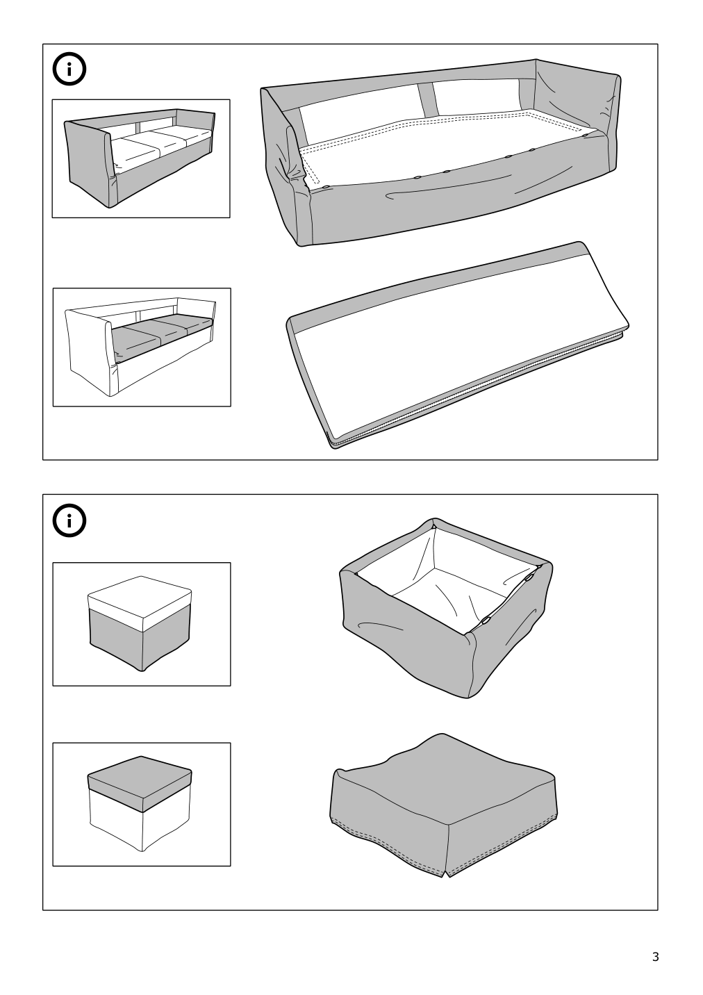 Assembly instructions for IKEA Brathult cover for 3 seat corner sectional borred gray green | Page 3 - IKEA BRÅTHULT cover for 3-seat corner sectional 303.362.42